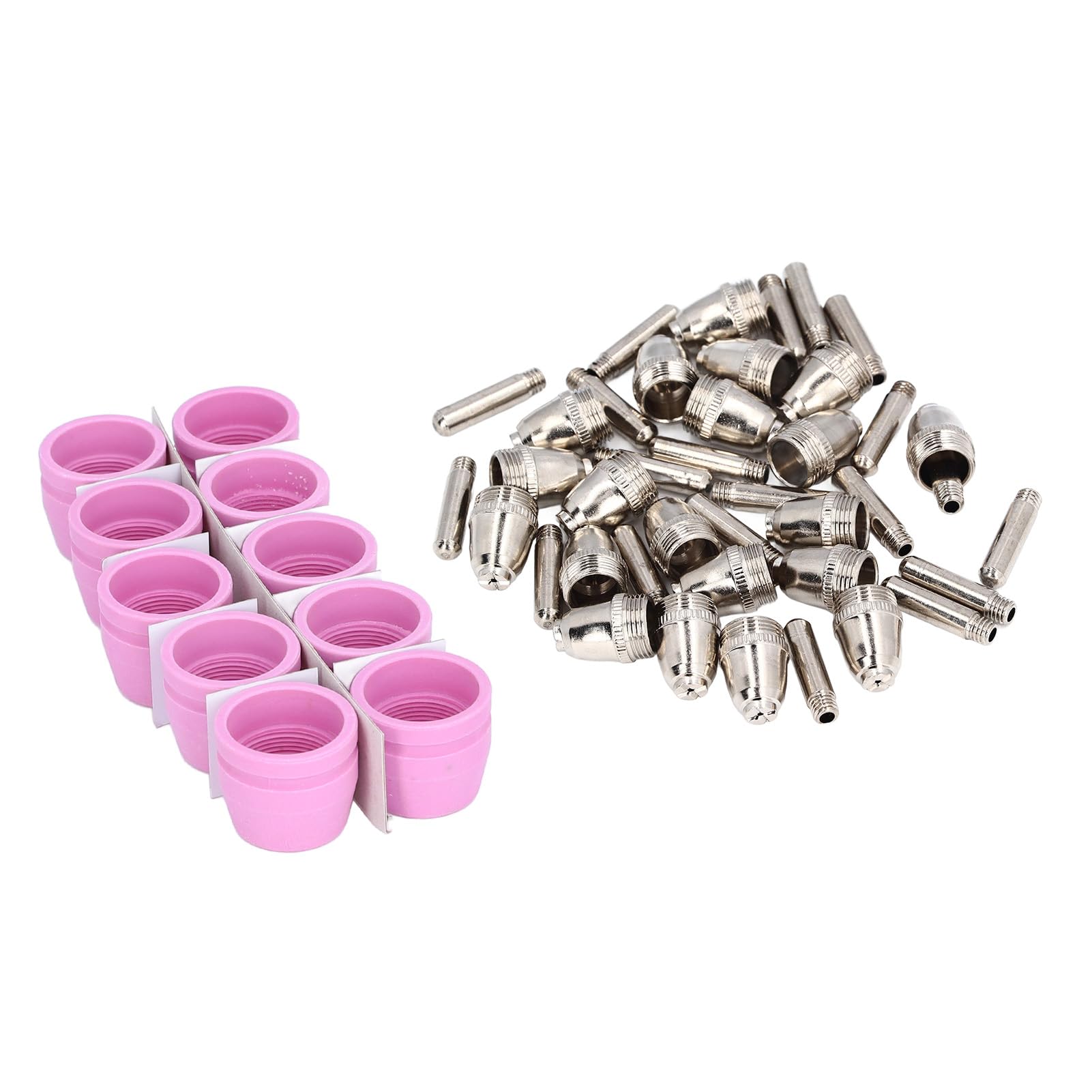 Juego de consumibles para antorcha cortadora de plasma de 54 piezas, compatible con pistolas de soldadura AG60 SG55, boquillas de electrodos de latón y copas protectoras de
