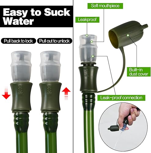 Miniatura 5 de Bolsa de hidratación con kit de limpieza, bolsa de agua de 1.5L2.5L3L con kit de limpieza, depósito de agua a prueba de fugas para senderismo