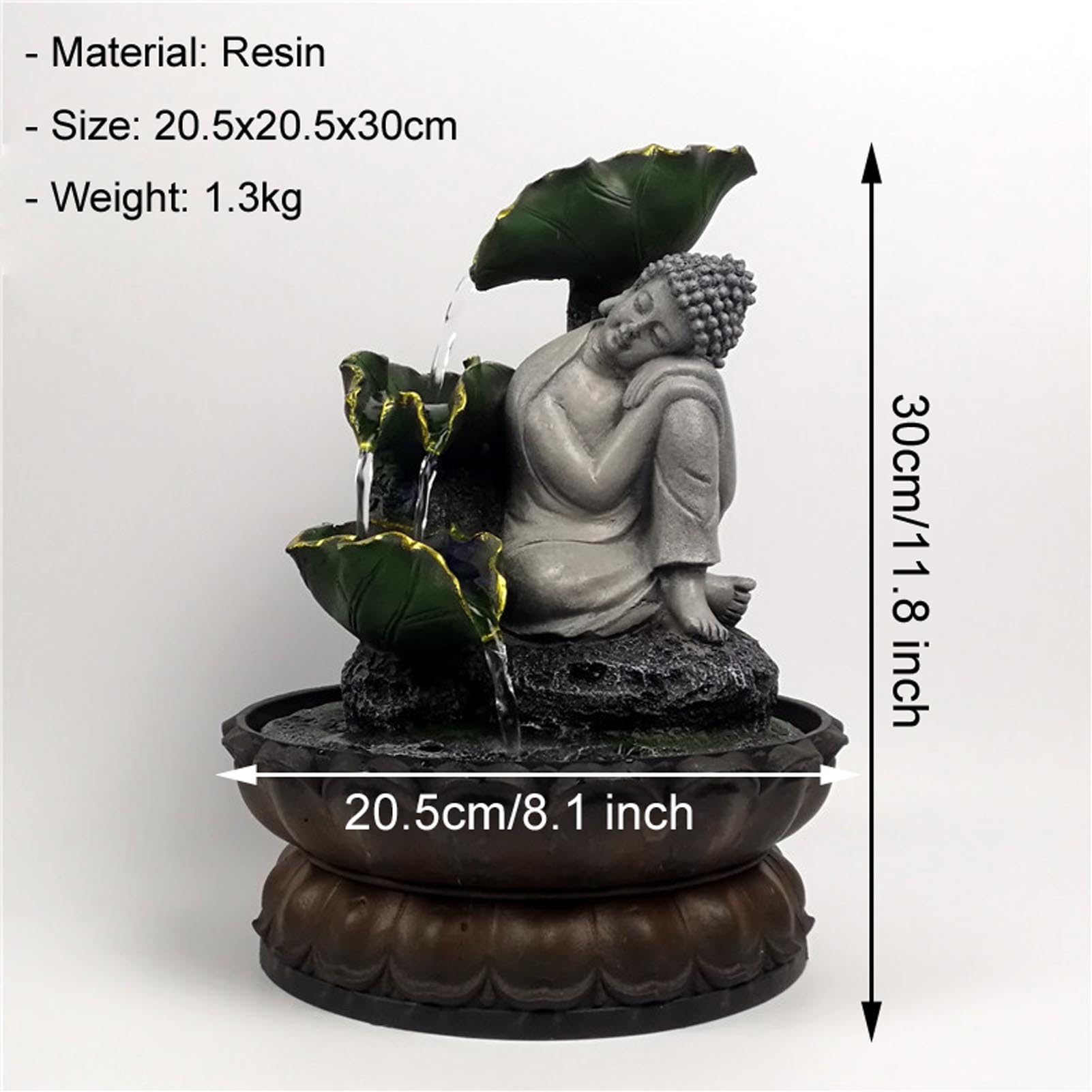 Buddha Seduto Meditation Fontana da interni, cascata, fontana da tavolo per interni Zen Meditazione, decorazione rilassante per casa, ufficio, camera da letto,Grigio,Buddha C