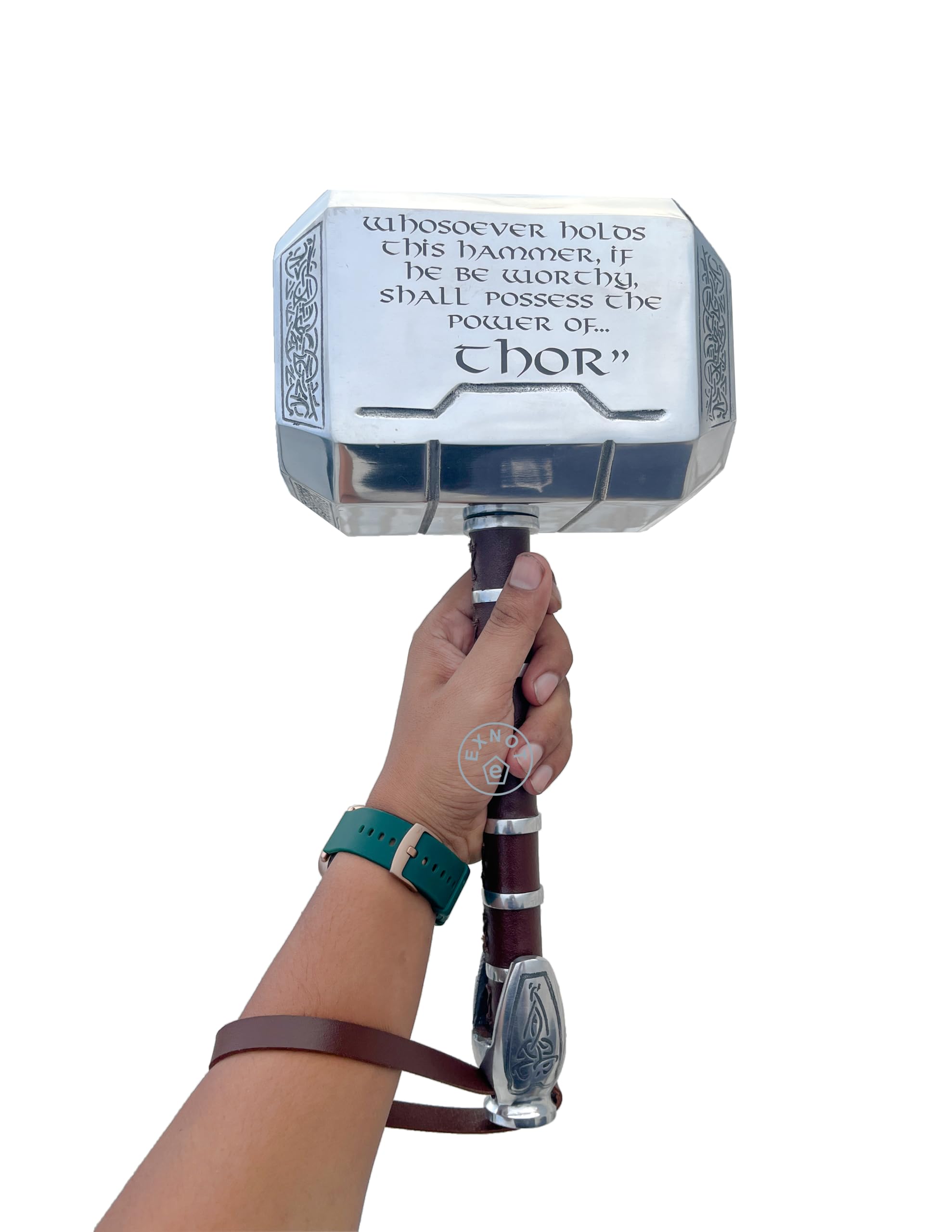 Thor Mjolnir Hammer Replica, scala 1:1, da collezione, costruzione in metallo con base espositiva, accessorio per cosplay