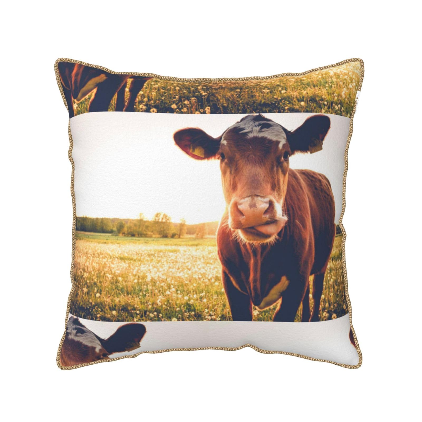 Housse de coussin en velours de qualité durable au motif imprimé vache doux