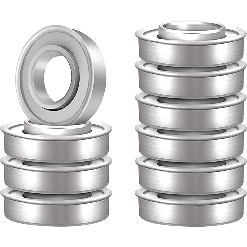 XiKe 10 Pack ID 5/8" x OD 1-3/8" Flanged Ball Bearings, Replace for Lawn Mower, Wheelbarrows, Garden Carts, Hand Trucks Wheel and More