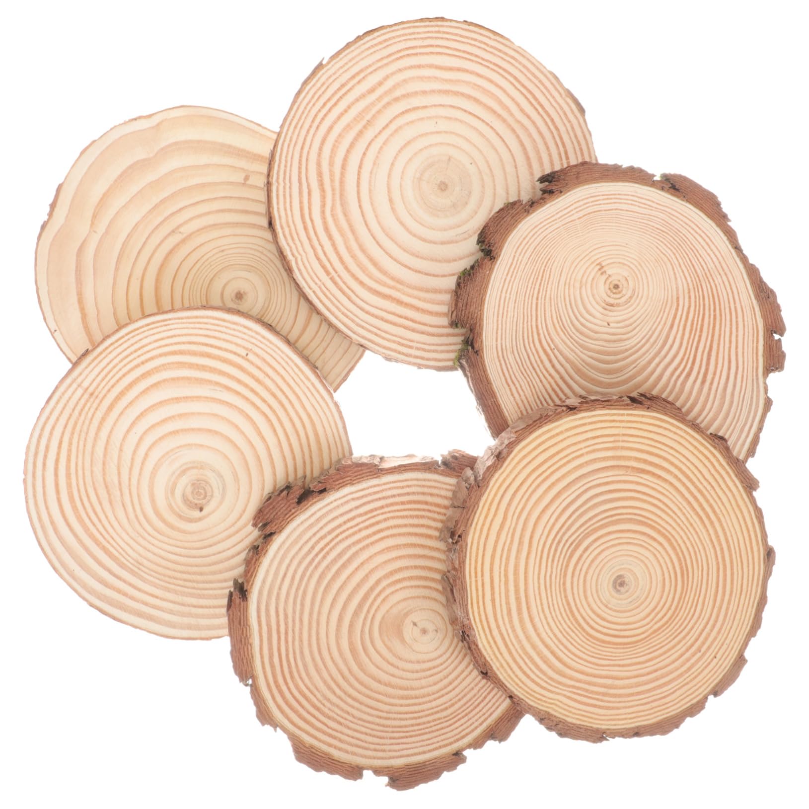 Sewroro 6piezas Pack De Discos De Madera Natural Sin Terminar Perfectos Para Bricolaje y Manualidades