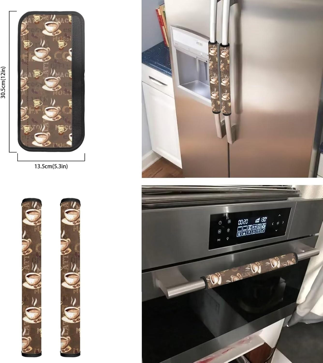 Brown Coffee Kitchen Appliance Handle Covers Decorative Refrigerator Handle Covers Set of 6 Washable Fabric Microwave Oven Refrigerator Door Handle Cover Dishwasher Fridge Door Protector