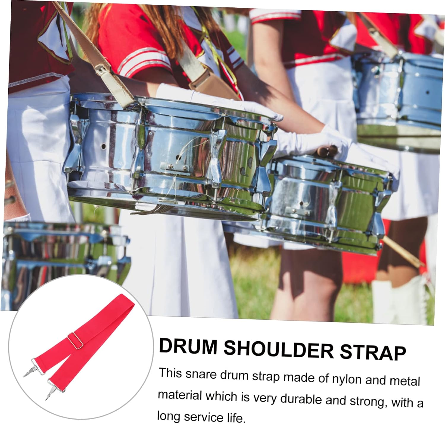 Adjustable Snare Drum Shoulder Strap Heavy-Duty Percussion Instrument Belt for Marching Bands Compatible Snare Drums and School Marching Ensembles