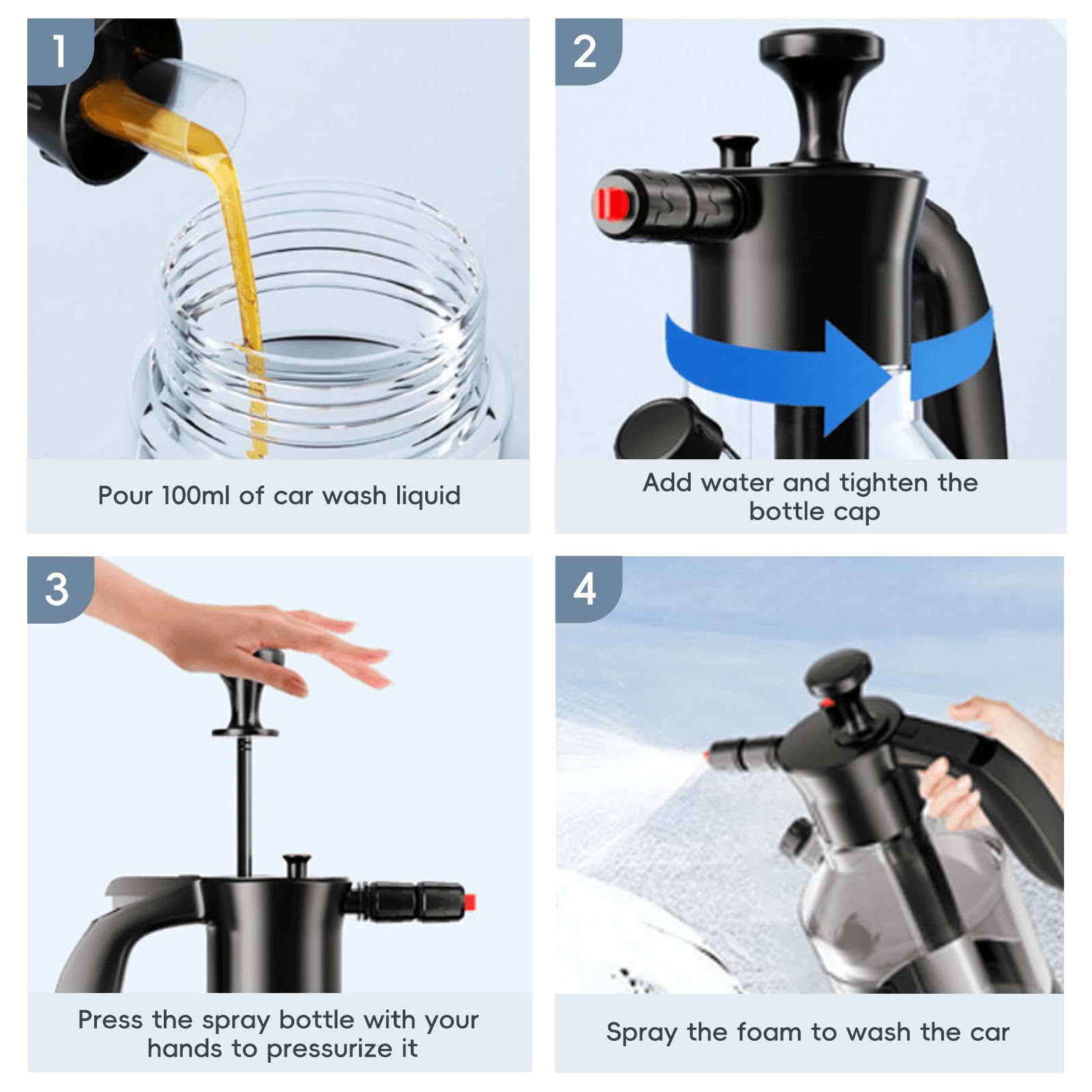 Pulverisateur Mousse Voiture 2L Pulverisateur A Pression A Main, Canon