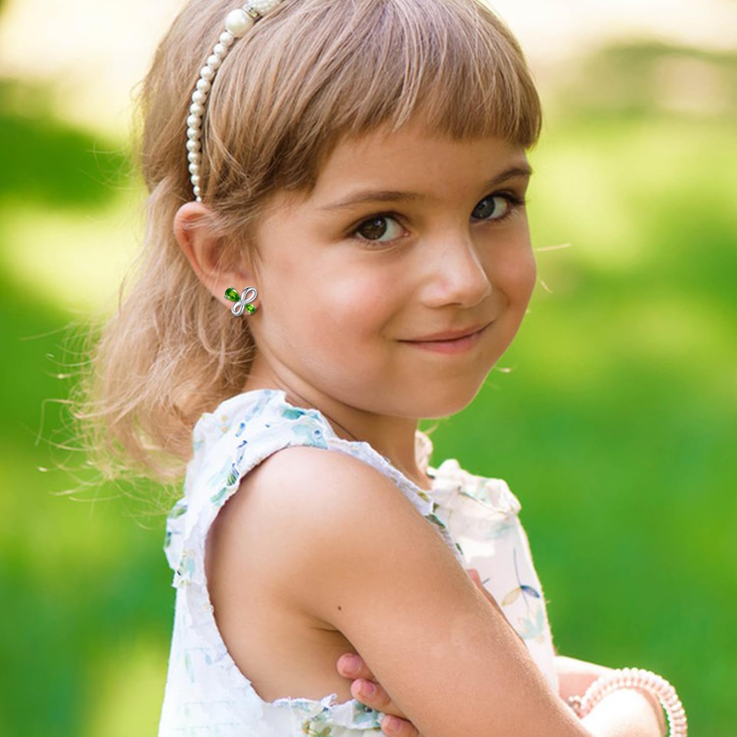 Infinity Earrings Sterling Silver Butterfly Stud Earrings Small Green Stone Butterfly Jewelry Anniversary Birthday Gifts for Wife Mom Grandma Daughter - Image 4