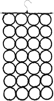 Super Z Outlet Foldable 28 Ring Hole Slots Space Saving Clothing Closet Hanger Scarf, Ties, Belts, Socks Organizer for Home Bedroom, Bathroom, Living Room (Black)