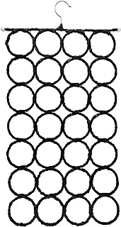 Super Z Outlet Foldable 28 Ring Hole Slots Space Saving Clothing Closet Hanger Scarf, Ties, Belts, Socks Organizer for Home Bedroom, Bathroom, Living Room (Black)