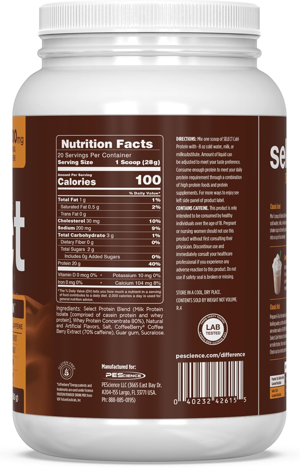 PEScience Select Cafe Protein Coffee Flavored Powder, Caramel Macchiato, 100mg Caffeine, 20g Iced Protein Coffee Powder or Creamer, 20 Servings - Image 6