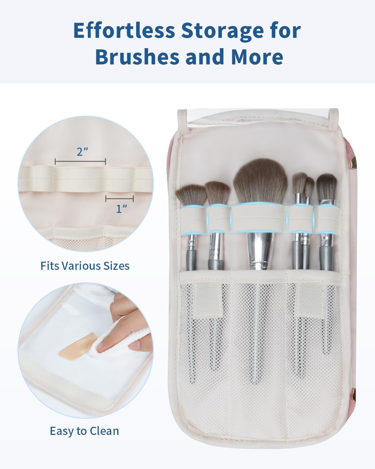 WANDF Travel Toiletry Bag for Women, Wide-open Large Makeup Bag with Handle, Puffy Makeup Organizer for Toiletries, Cosmetics, Accessories, Essentials (Dusty Pink) - Image 4