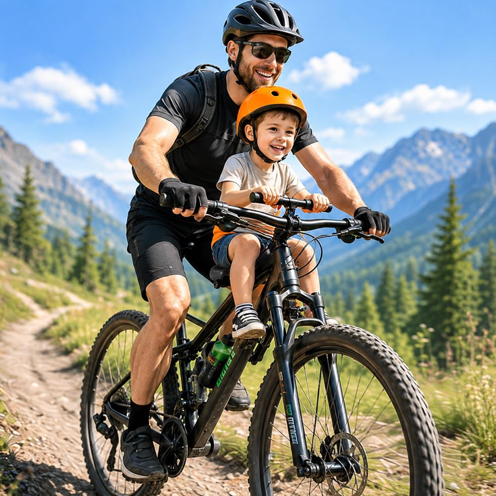 Fahrradsitz Kinder Vorne, Kindersitz Fahrrad Vorne mit Pedal & Lenker, Abnehmbarer Fahrrad Kindersitz Vorne für MTB Erwachsenen Stadt Fahrräder Radfahren