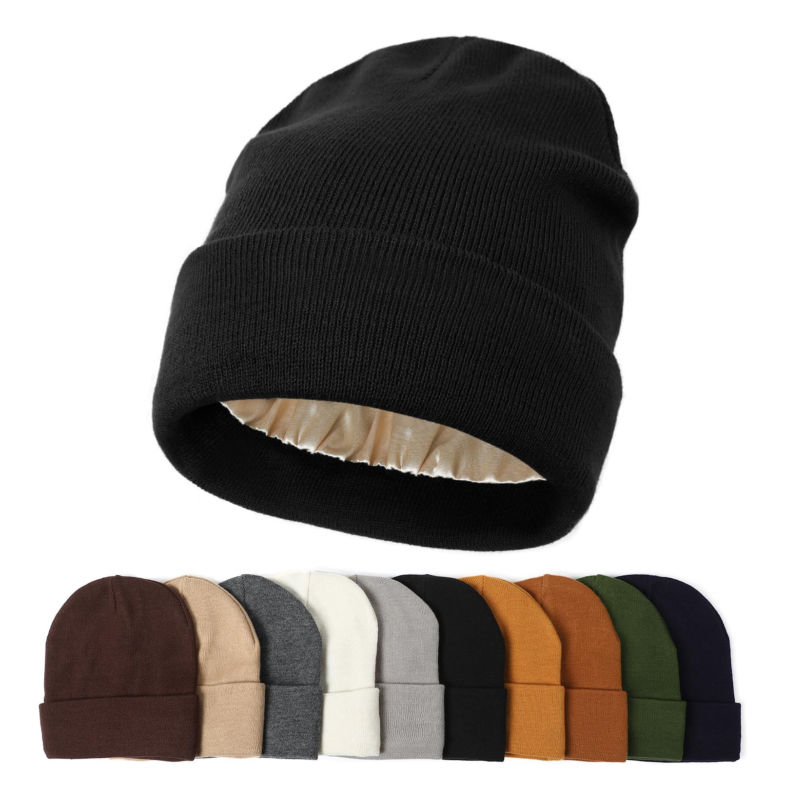 Knit Satin-Lined Beanie - Acrylic Pull-On Hat Women main image 4