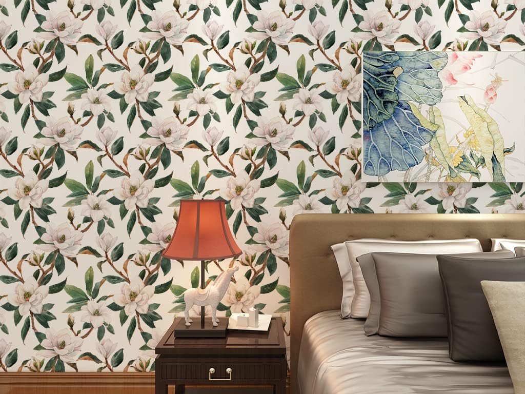 Vintage Floral Peel and Stick Wallpaper Bouquet Botanical Floral Pink/Green/White for Bedroom Furniture Paper Removable Wall Decorations 17.3in x 118in, 14.2Square Ft/Roll