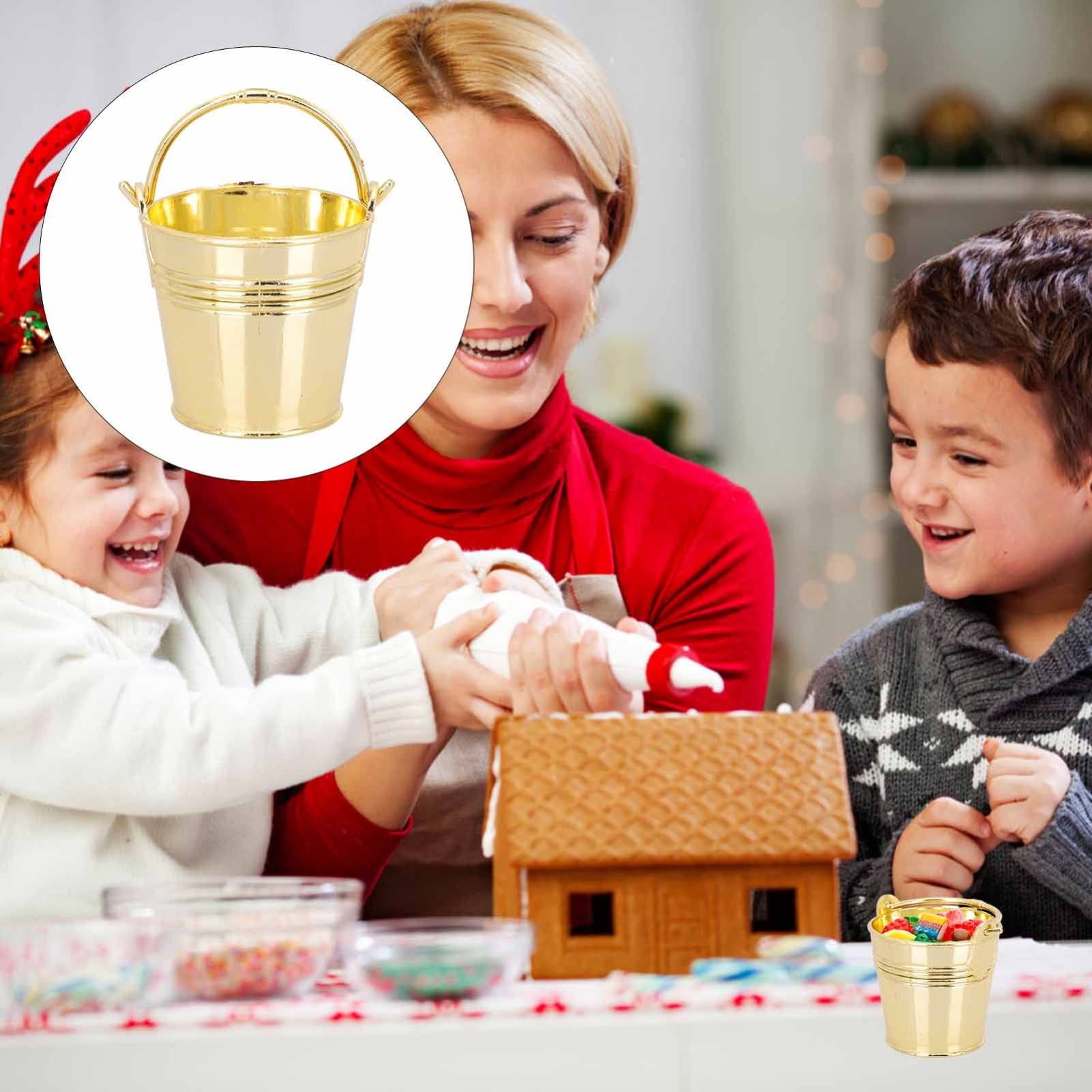 GALPADA 10 Juegos Cubos De Dulces Para Fiestas Mini Cubos De Almacenamiento Para Snacks Para Bodas Y Celebraciones Color Dorado 10 Piezas X 10