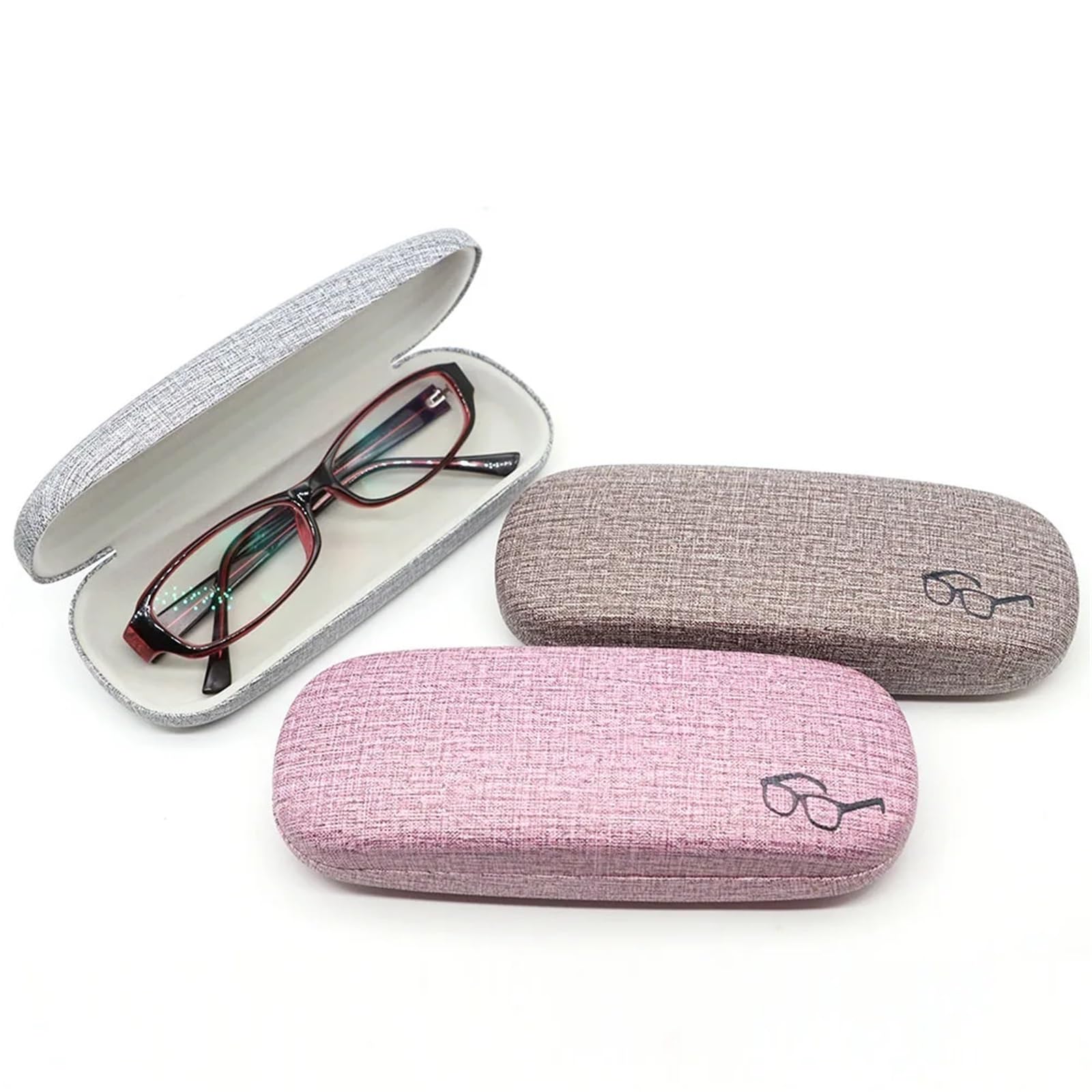 Custodia rigida for occhiali da 2 pezzi for Tessuti di lino protettiva for donna Uomo Occhiali sole Porta for Per Occhiali