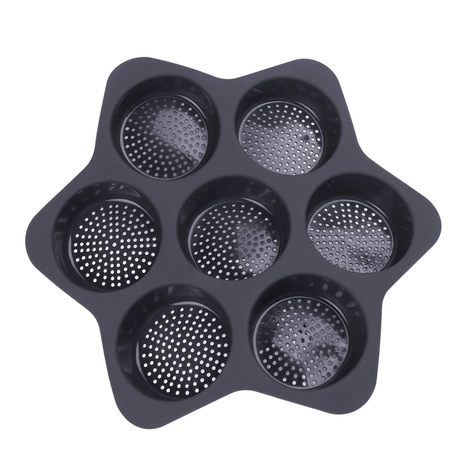 Fydun Silicone Hamburger Bun, Bun,7 Cavities Loaf Pan 7-Hole Silicone Hamburger Baking Tray Breathable Hollow Pans Non Stick Bread Baking Sheets Bun Pannon for Gluten Buns Mold (Grey)