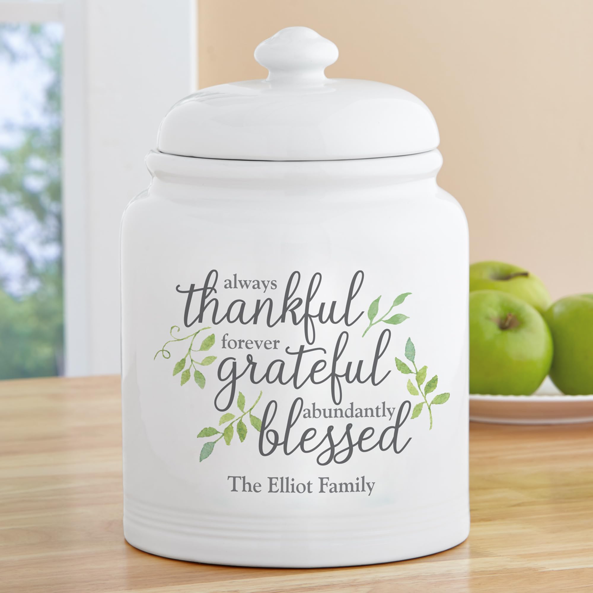 Let's Make Memories Personalized Cookie Jar - Thankful, Grateful, Blessed - For Bakers- Kitchenware