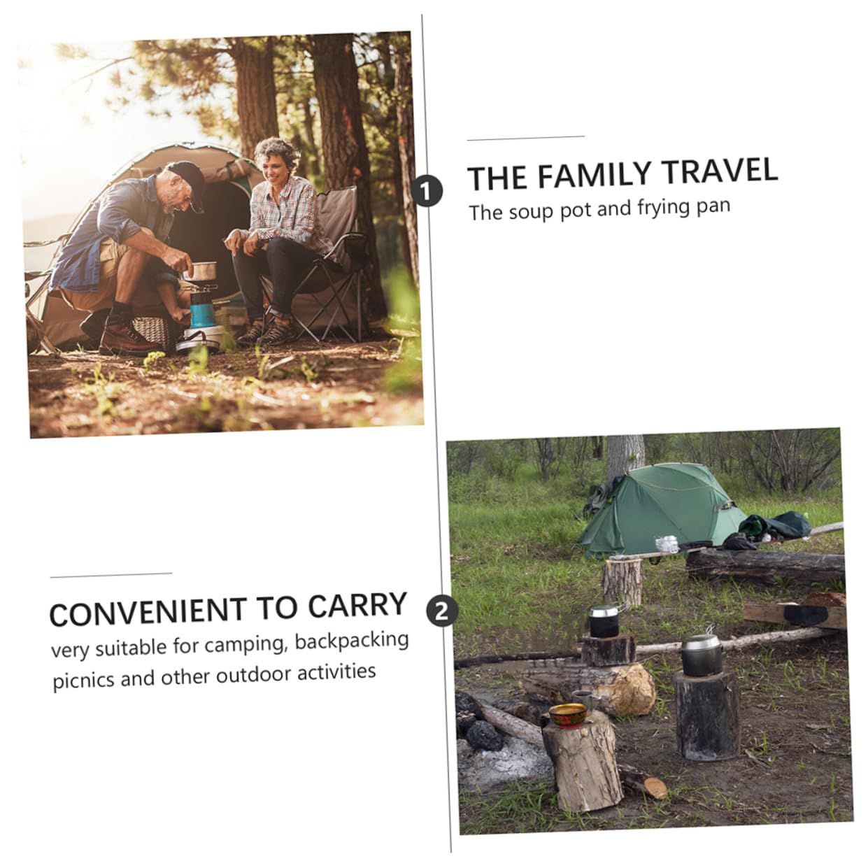 Kit de Casseroles Camping INOX Portable pour Personnes Ustensiles pour Randonnée Pique- et Barbecue Plein Air