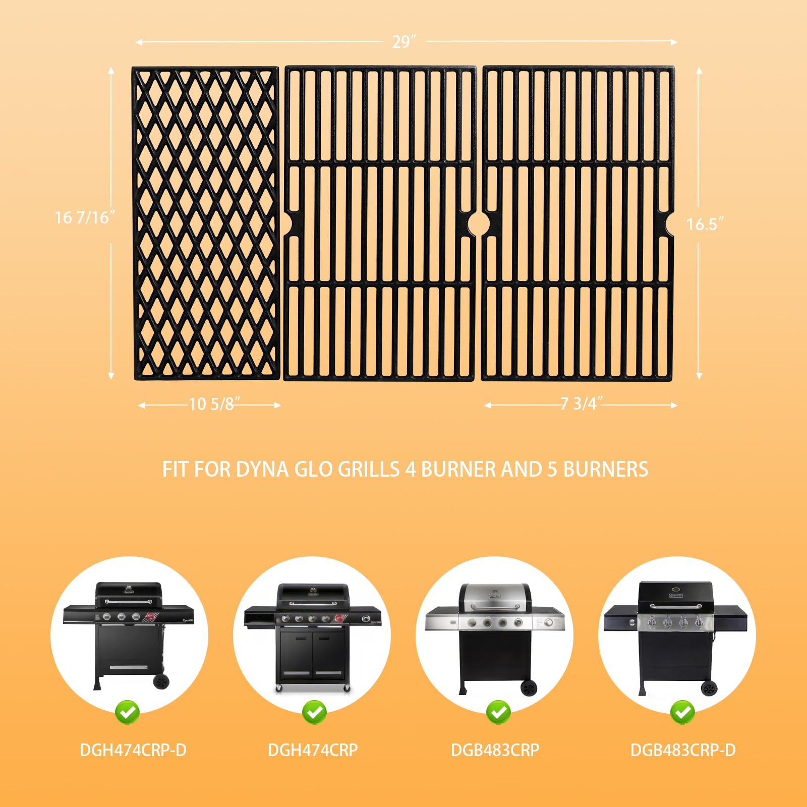 Backyard Grill Replacement Parts DGH450CRP Cooking Grates For