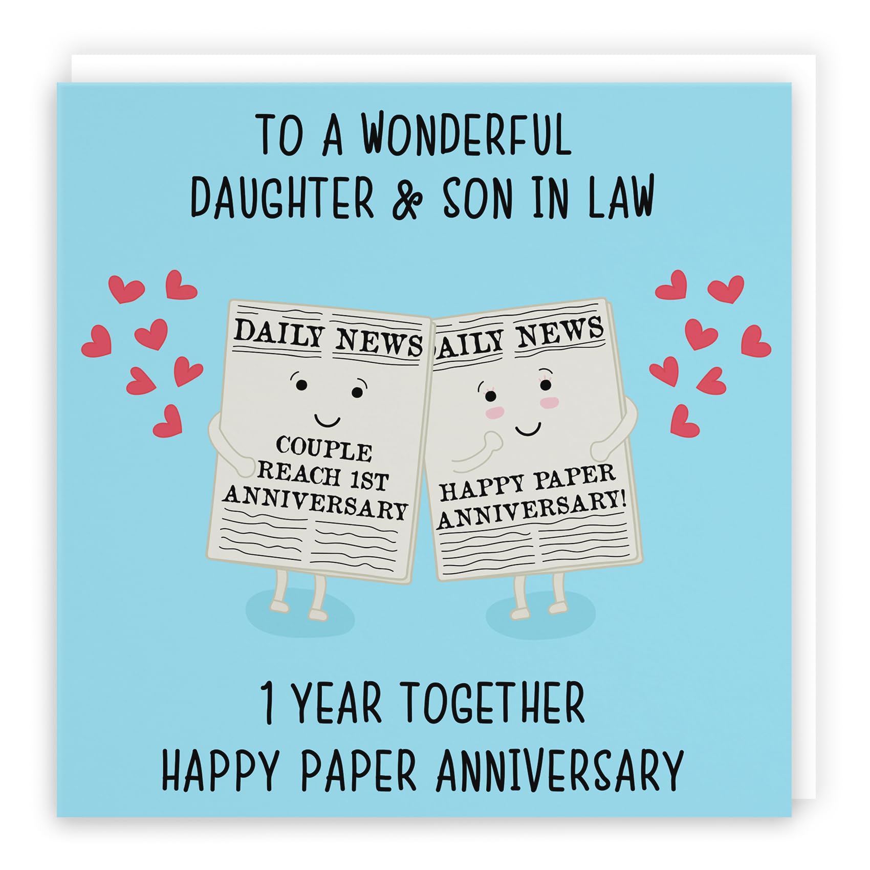 Hunts England, Daughter And Son In Law 1st Anniversary Card, Fun Cute Anniversary Card, 1 Year Together