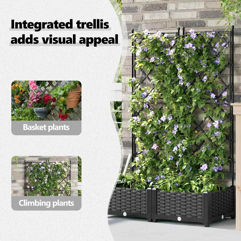 vidaXL Vaso da Giardino 2 PCS Nero 80 x 40 x 125,5 cm Plastica, Vaso Moderno e Resistente per Giardino e terrazzo, Elegante Contenitore in plastica, Decorazione Outdoor