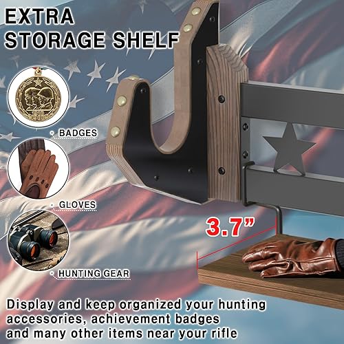 Miniatura 5 de MK877B - Estante para armas de pared, gancho horizontal para rifle único con estante para arco de armas de fuego, soporte de exhibición organizador