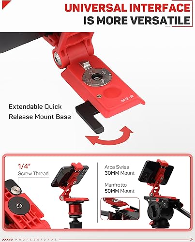 Miniatura 5 de IFOOTAGE Adaptador universal de montaje de trípode para teléfono con zapata fría, soporte de teléfono celular de rotación de 360 para trípode, palo