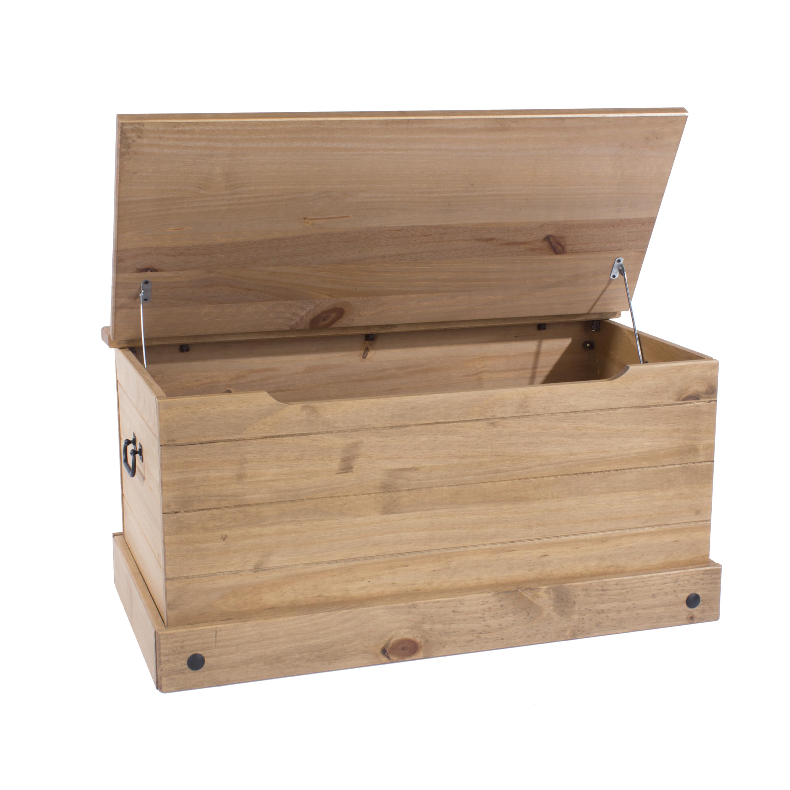 Home Source Pine Solid Wood Ottoman Storage Chest Bedding Box, Natural Finish