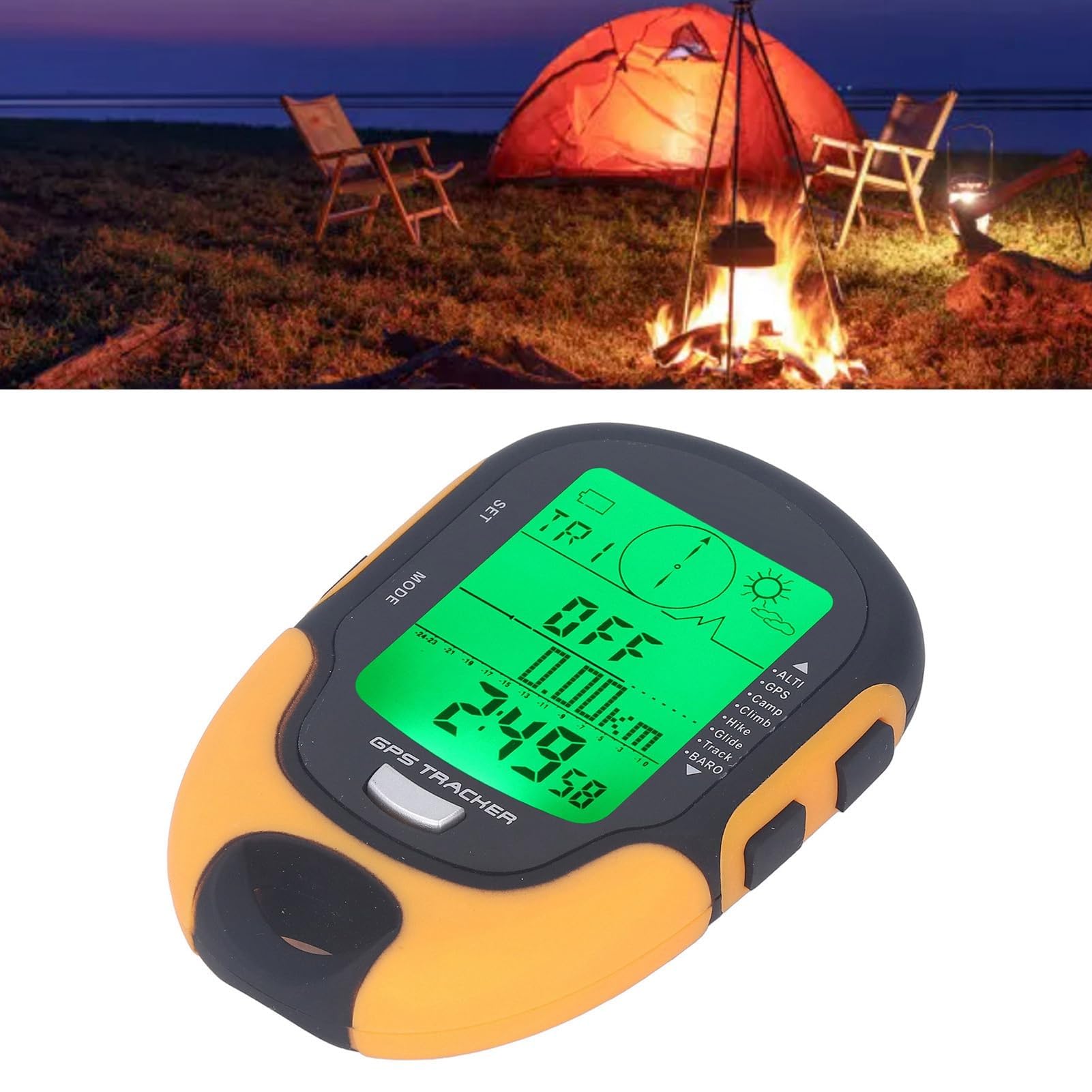HERCHR Altímetro Digital, medidor Multifuncional GPS, termómetro de Mano portátil, higrómetro, brújula Digital a Prueba de Agua para Coche, Senderismo, Camping