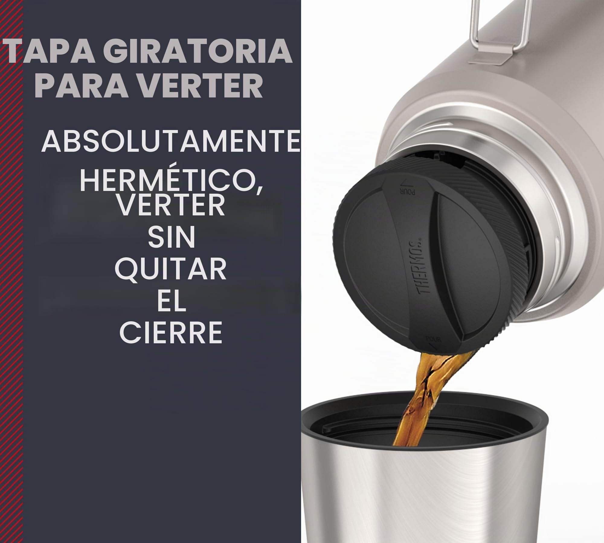 THERMOS ICON Botella Térmica 1,20 L, Beige/Sandstone Mate, Con Vaso y Asa, 24 H Caliente/Frío, Apto Para Lavavajillas, Hermético, Libre de BPA