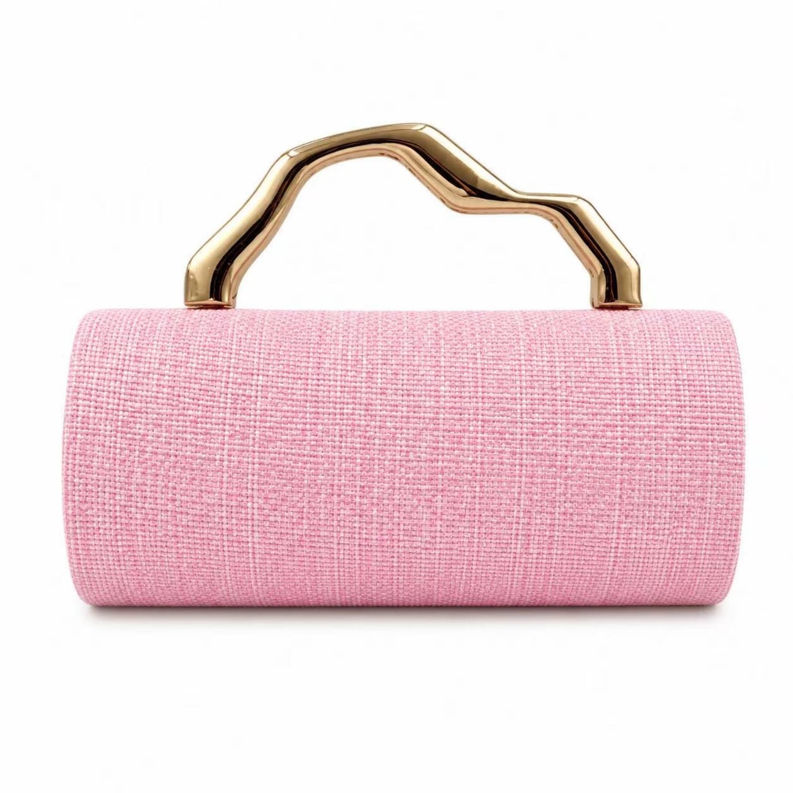 Bolso de Noche de Hombro Clutch Cartera Diseño Estructurado con Silueta Esculpida y Asa Dorada Forro de Algodón y Compartimento Adecuado para Bodas Cenas Elegantes, Array, Rosa