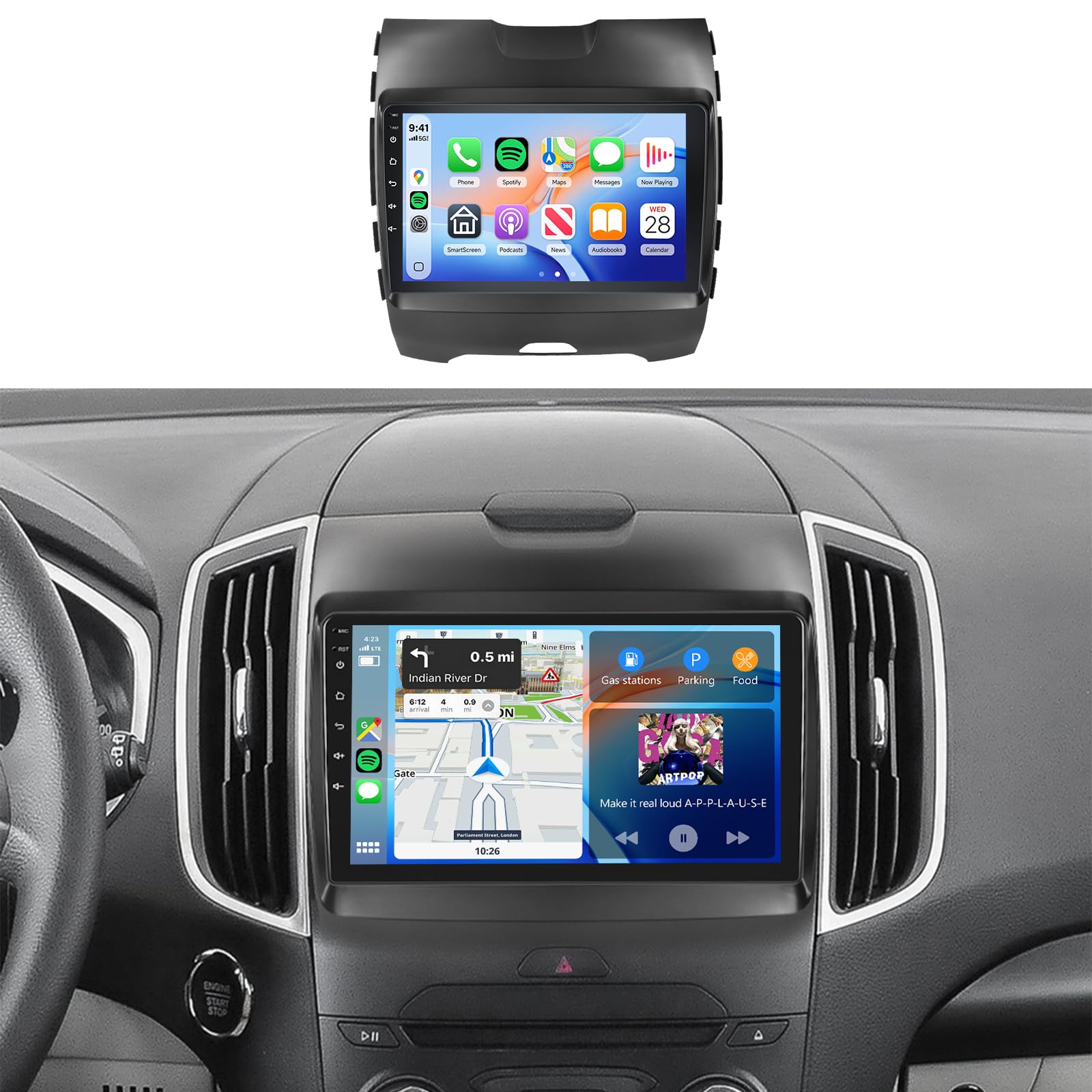 4G+64G Car Radio Stereo for Ford Edge 2016 2017 2018 2019 2020, 9inch IPS Touch Screen/Android 15/Wireless CarPlay/Android Auto/32 EQ/GPS/WiFi/