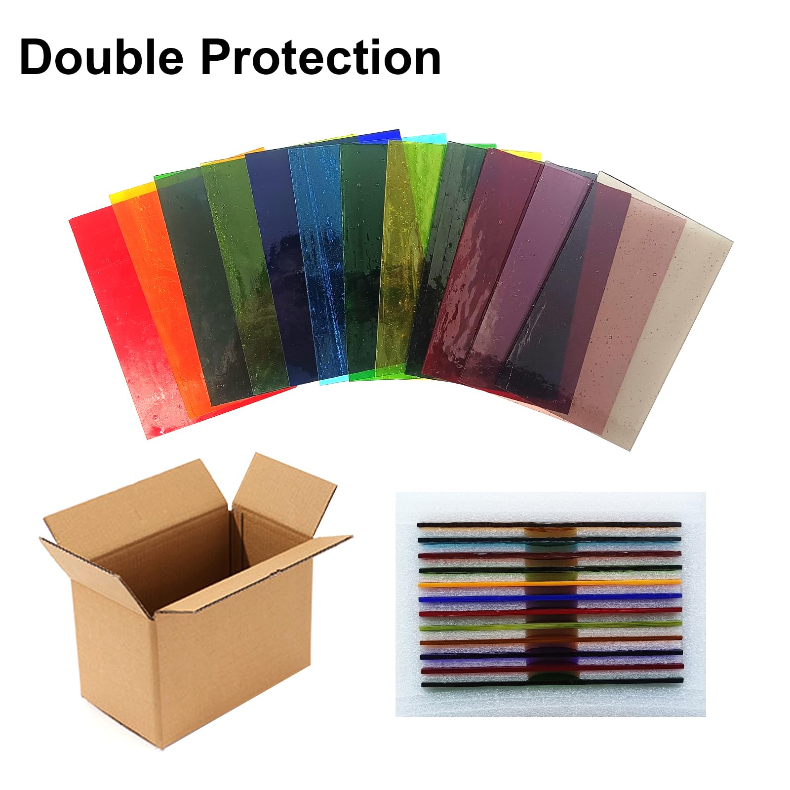 12 hojas de vitrales, 10,2 x 15,2 cm, suministros de vidrio de catedral de colores totalmente transparentes para proyectos de manualidades, variedad de arte de mosaico, colores mixtos, iridiscentes