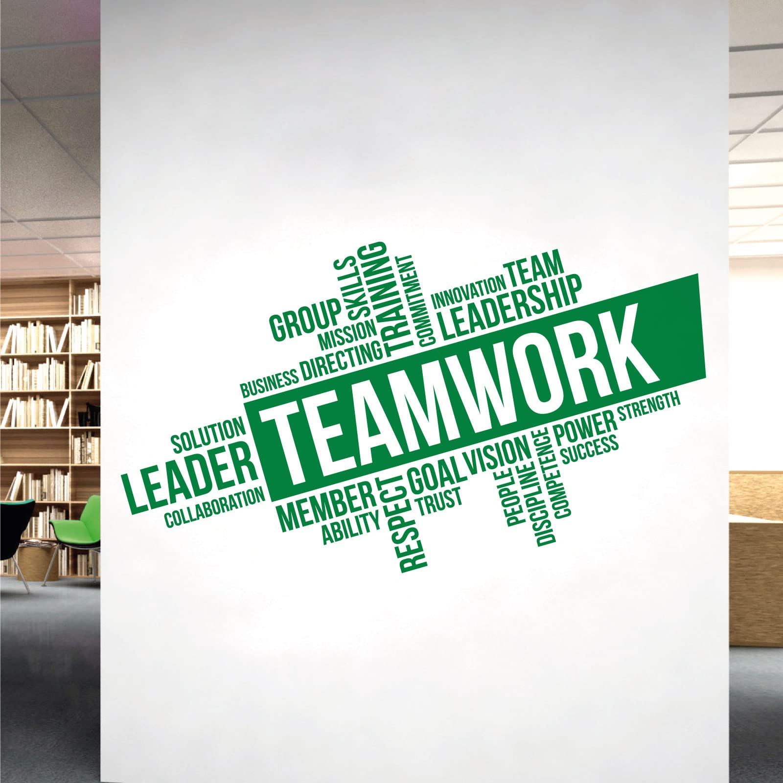 Corporate Wall Art Sticker - Teamwork, Leadership, Training, Skills Goal, Respect... - Company Office, Conference Room [XXLarge] [Meadow]