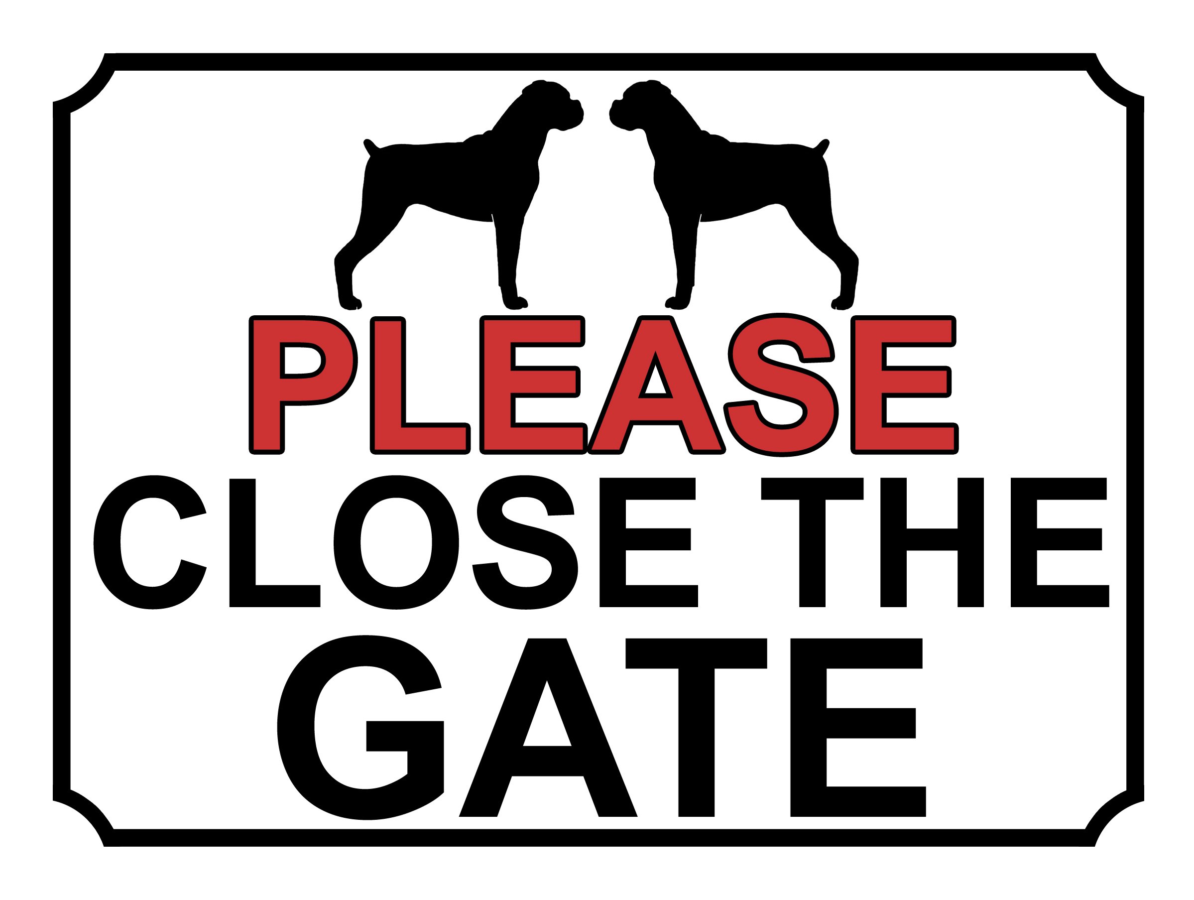 SHAWPRINT PLEASE CLOSE THE GATE DOG THEME METAL SIGN 267MM X 200MM (463H1L) LARGE 10" X 8", 10” x 8”