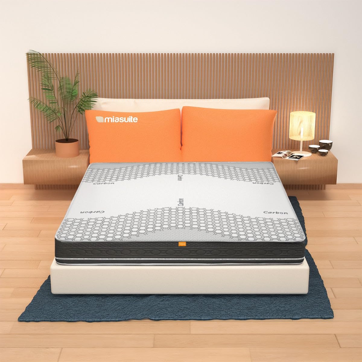 Colchón de matrimonio de 170 x 200 cm, espuma viscoelástica + muelles embolsados, altura 25 cm – Dispositivo médico ortopédico, semirrígido, revestimiento Carbon – Box System perimetral, 100%