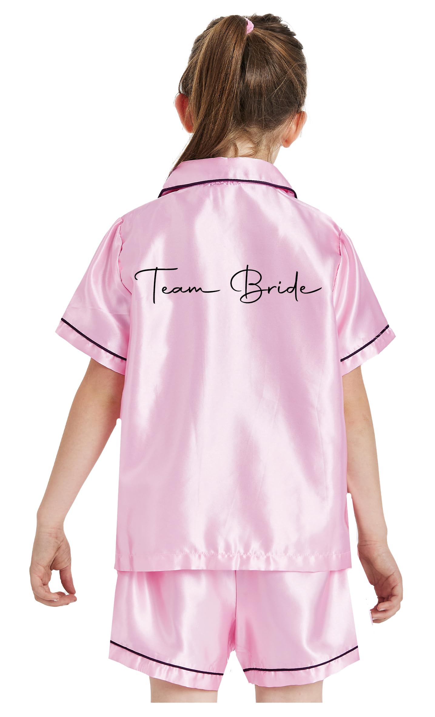 Jjlc Women's Girls - Team Bride Girls Hen Party Wedding Bride Bridesmaid Satin Short Pyjamas (, 9-10 Years)