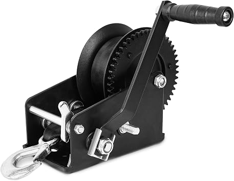 XPV AUTO Boat Trailer Winch 3500lbs Hand Winch with 33FT10M Black Strap, Hardened Steel Ratio 41/81 Gear, Forward & Reverse Ratcheting Waterproof for Boat Truck Trailer ATV