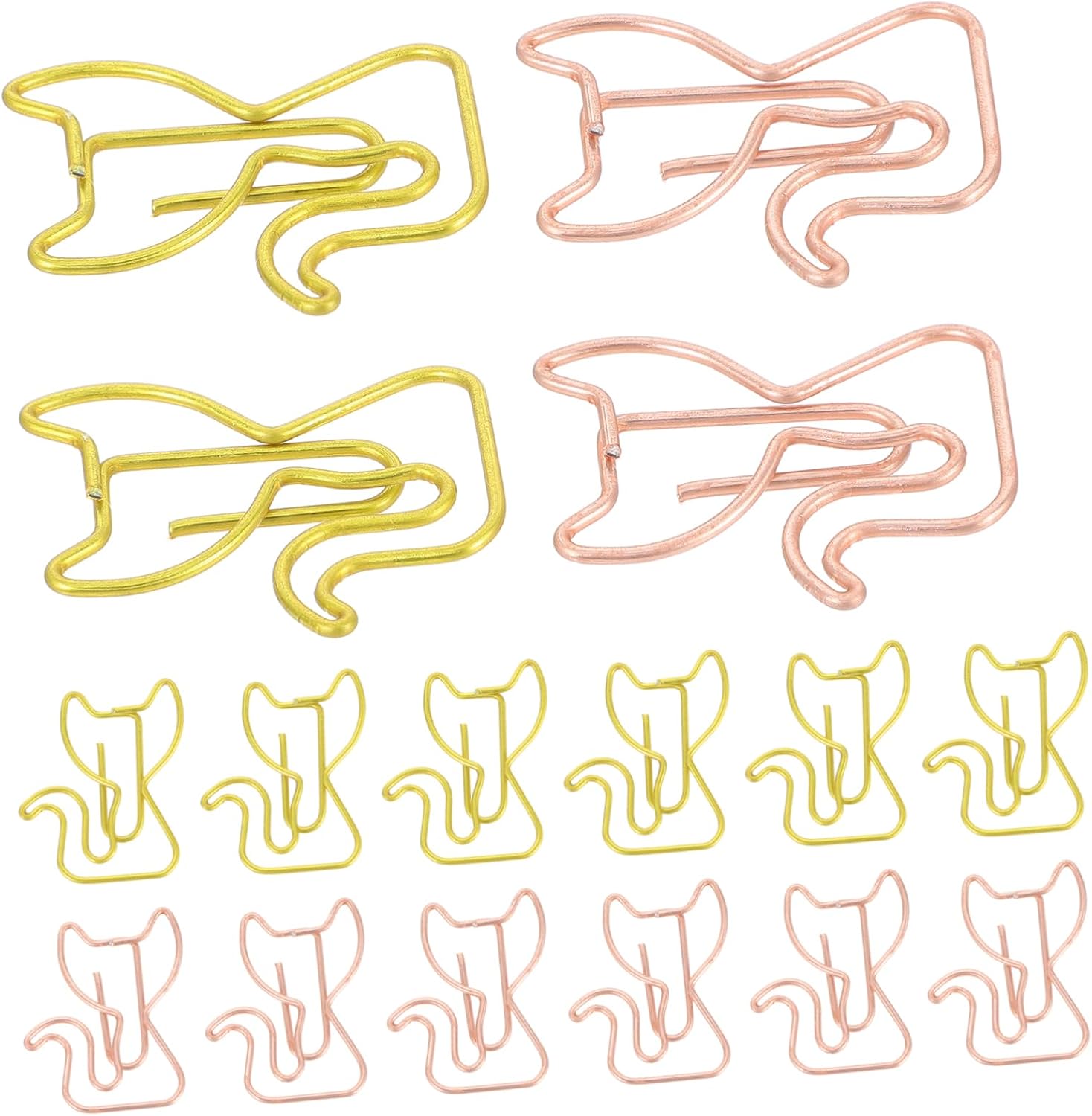 30pcs Creative Cat Shaped Metal Paper Clips Gold Rose Gold for Office School and Home Organization Fun Cat and Students
