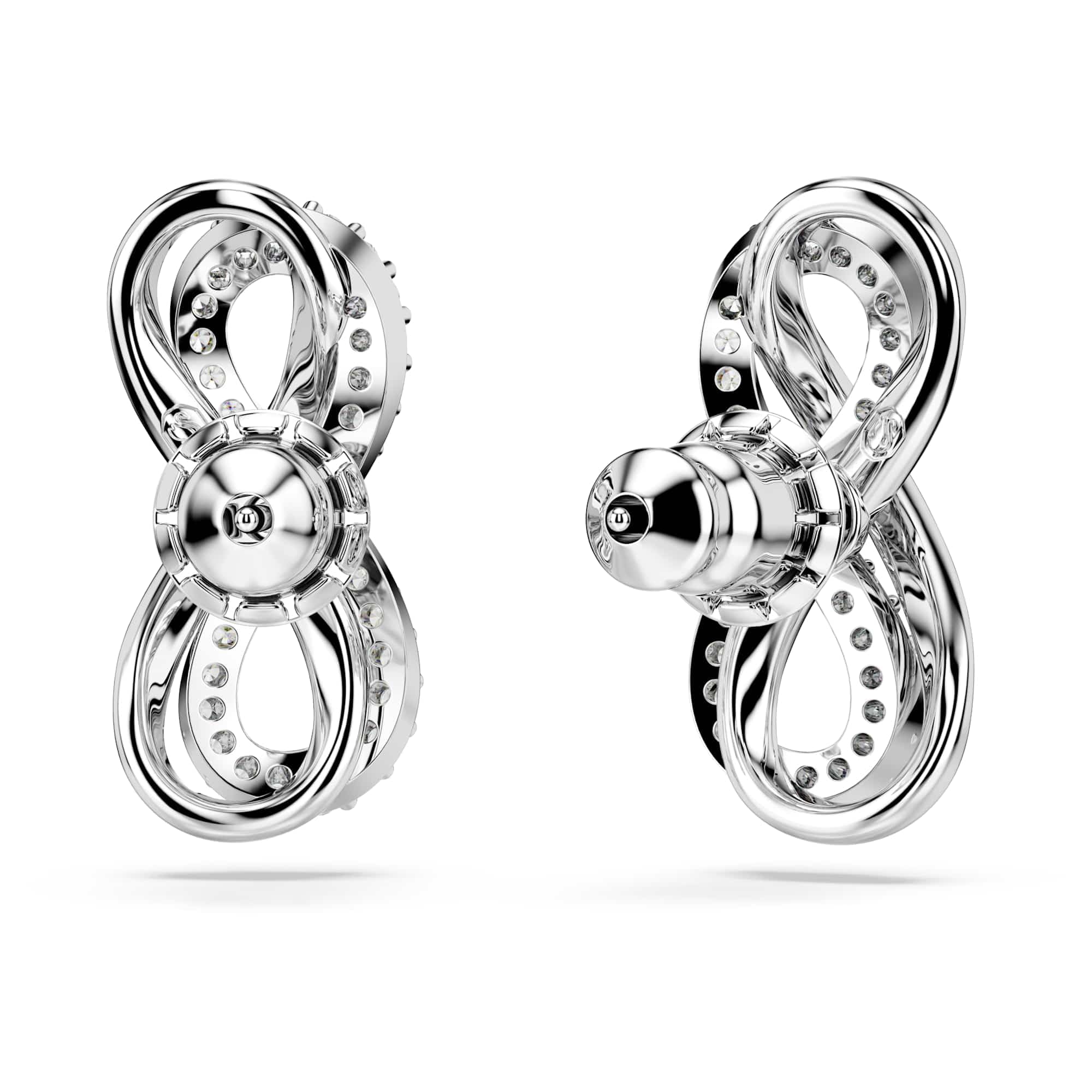 Swarovski Kolczyki zapinane na sztyft Hyperbola, Nieskończoność, Białe, Powłoka z rodu
