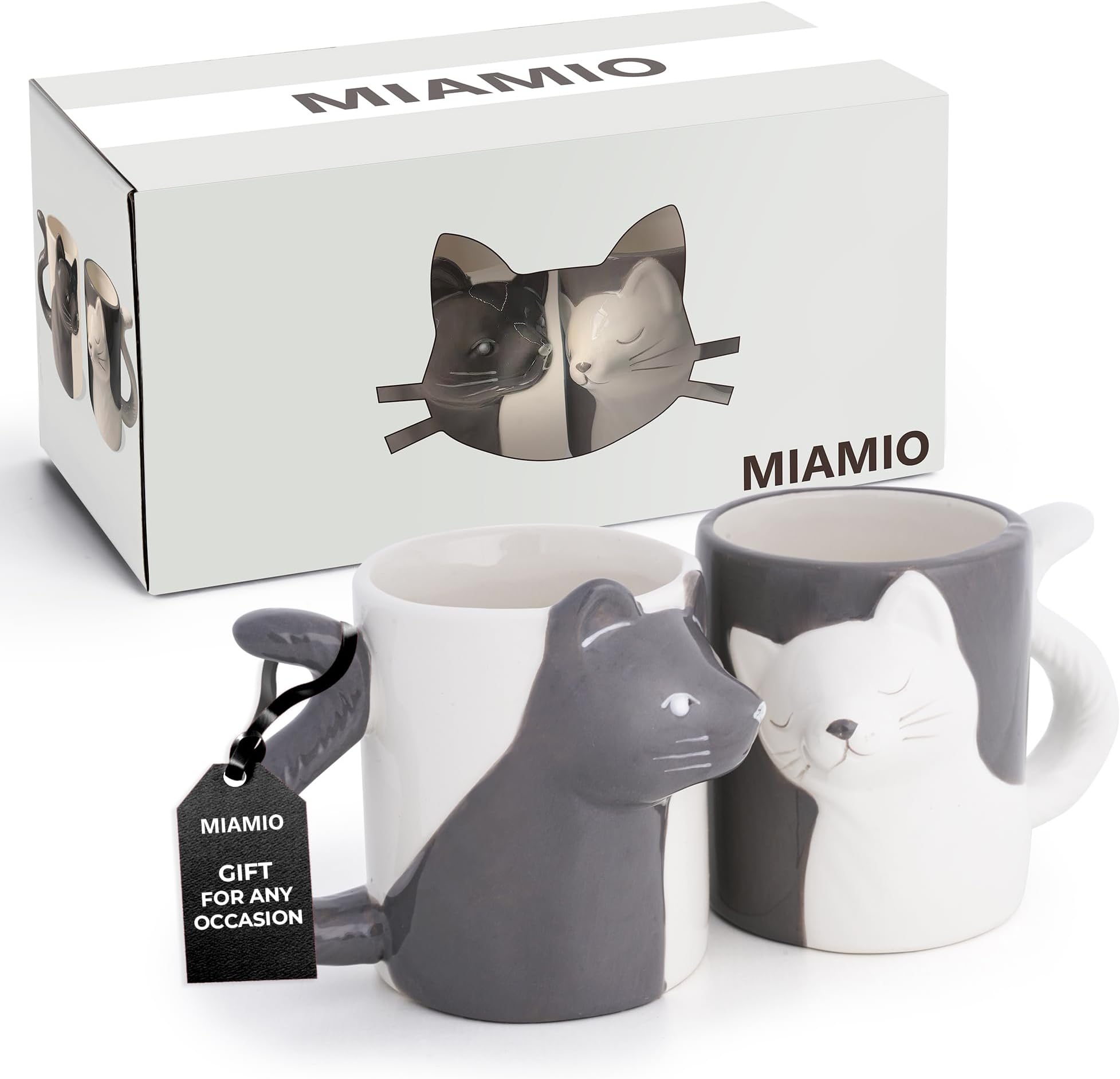 Kissing Cat Mugs Set/Coffee Cups, Cat Lover Couple Gifts for Men/Women (350 ml)