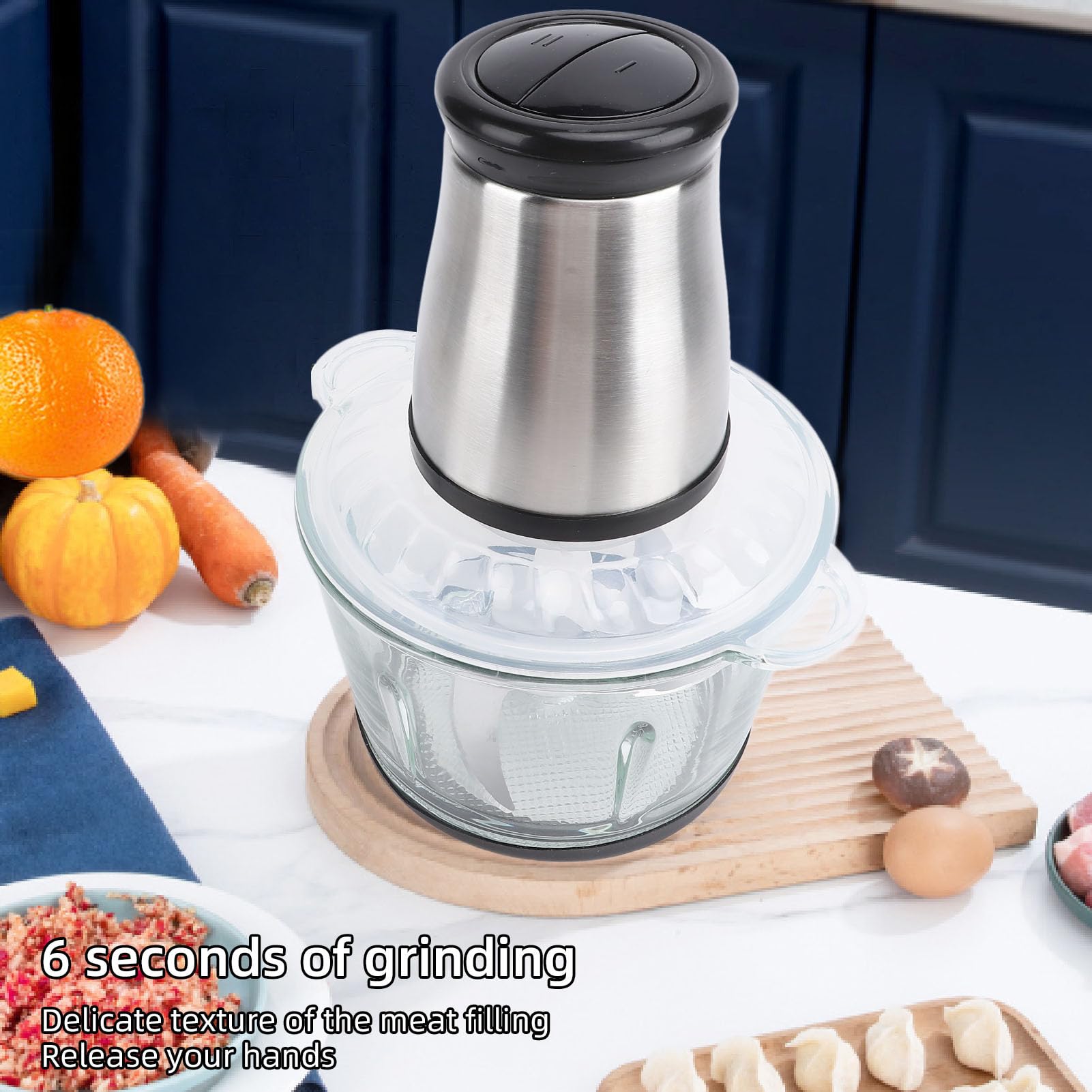 200W 2L Mini Robot da Cucina Mini Food Caramine per Alimenti Multifunzionali per Alimenti per Bambini, Carne, Cipolla, Verdure, Noci