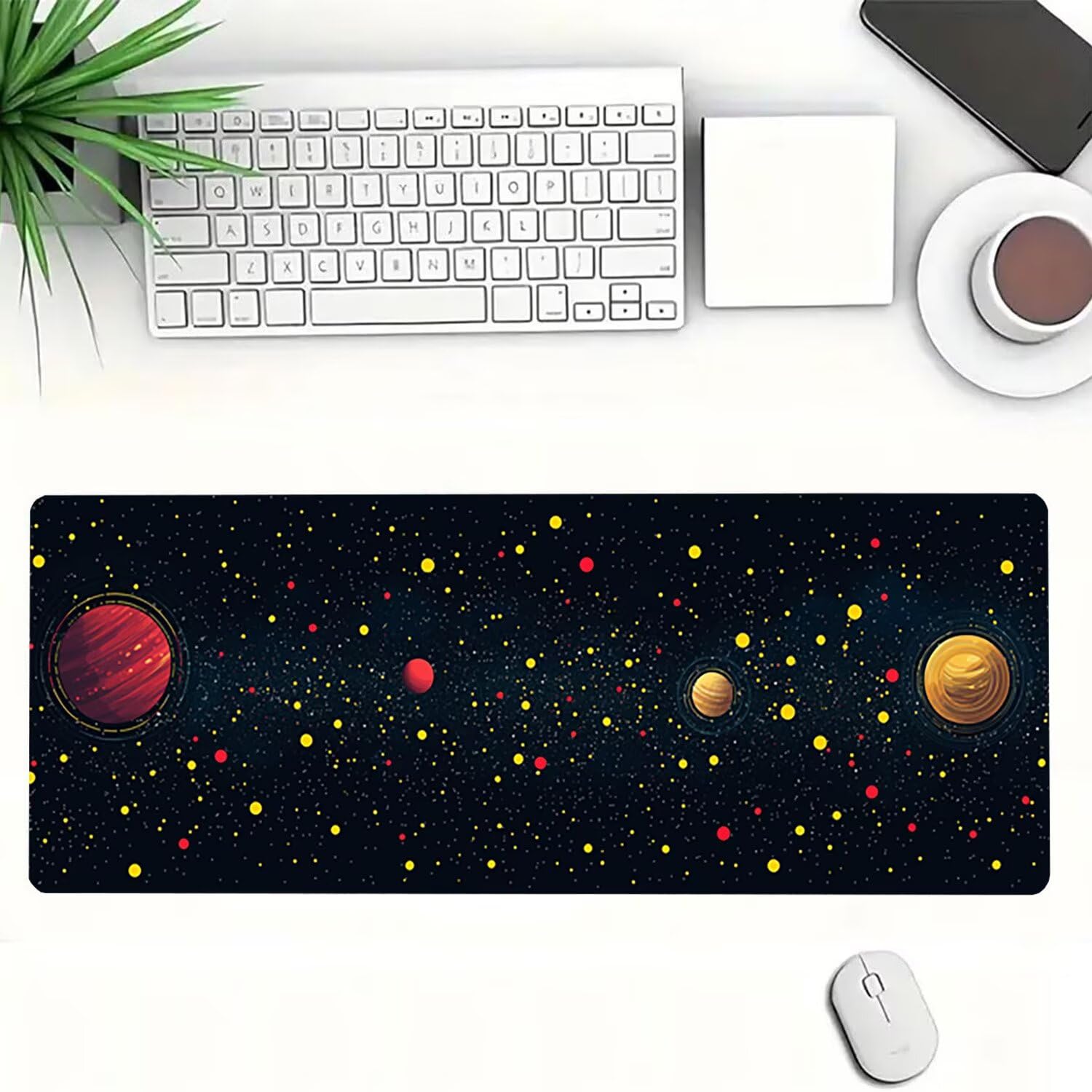 Podkładka pod mysz do gier XXL czarna gwiaździste niebo, podkładka pod mysz XXL - 1400 x 600 x 3 mm - podkładka pod mysz matowa, bardzo duża tkanina na biurko dla graczy, antypoślizgowa podstawa, dla
