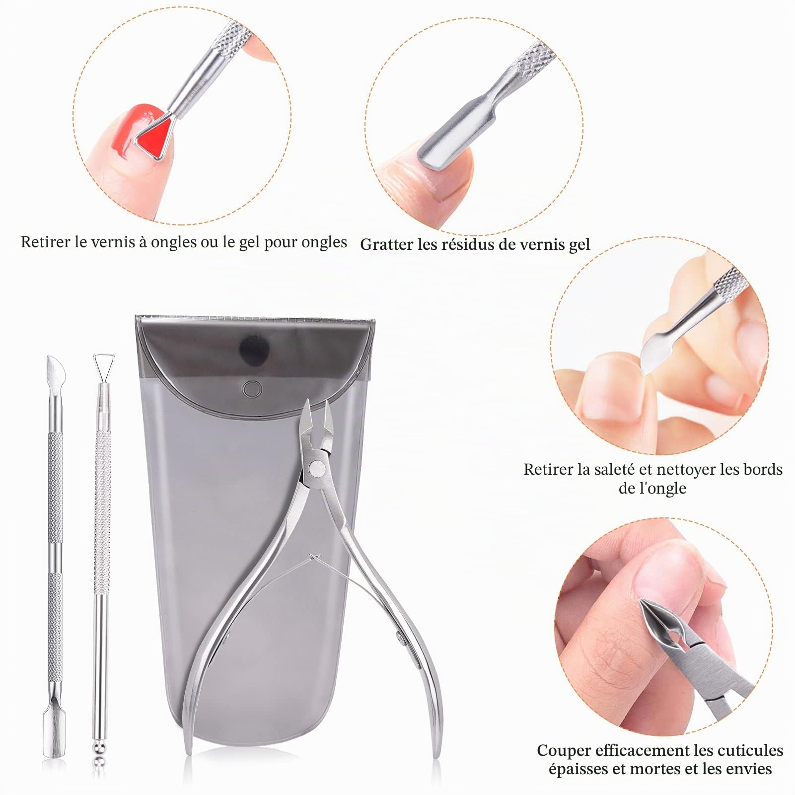 Kiiwah 13pcs Lot de Limes à Ongles Professionnelle et Pousse Coupe Cuticule, Bloc Polissoir Ongles 7 Faces avec Brosse Ongles et Separateur Orteil pour Femmes Manucure