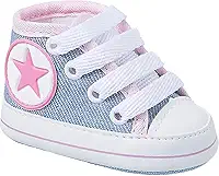 Tênis de Bebê Estrela Genérico Cano Alto Sola Lisa 13AO19 Rosa