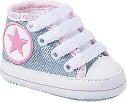 Tênis de Bebê Estrela Genérico Cano Alto Sola Lisa 13AO19 Rosa