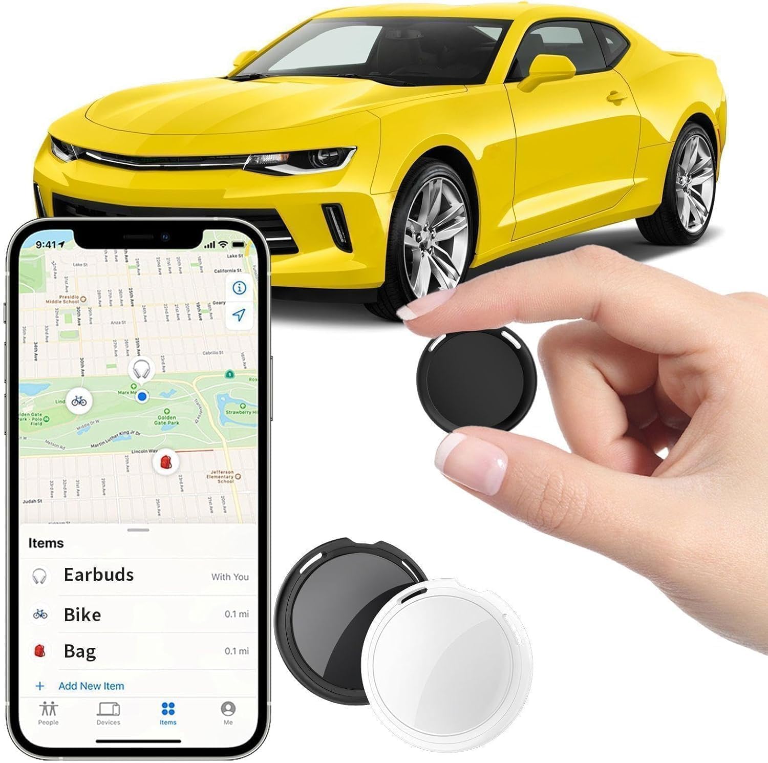 2 Pack GPS Tracker for Vehicles Work with Find My (iOS Only) Real Time Mini