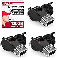 SPORTIC 3 Pack Loud Plastic Whistles with Lanyards - 120dB Pea-Less for Coaches, Referees, Training & Emergencies