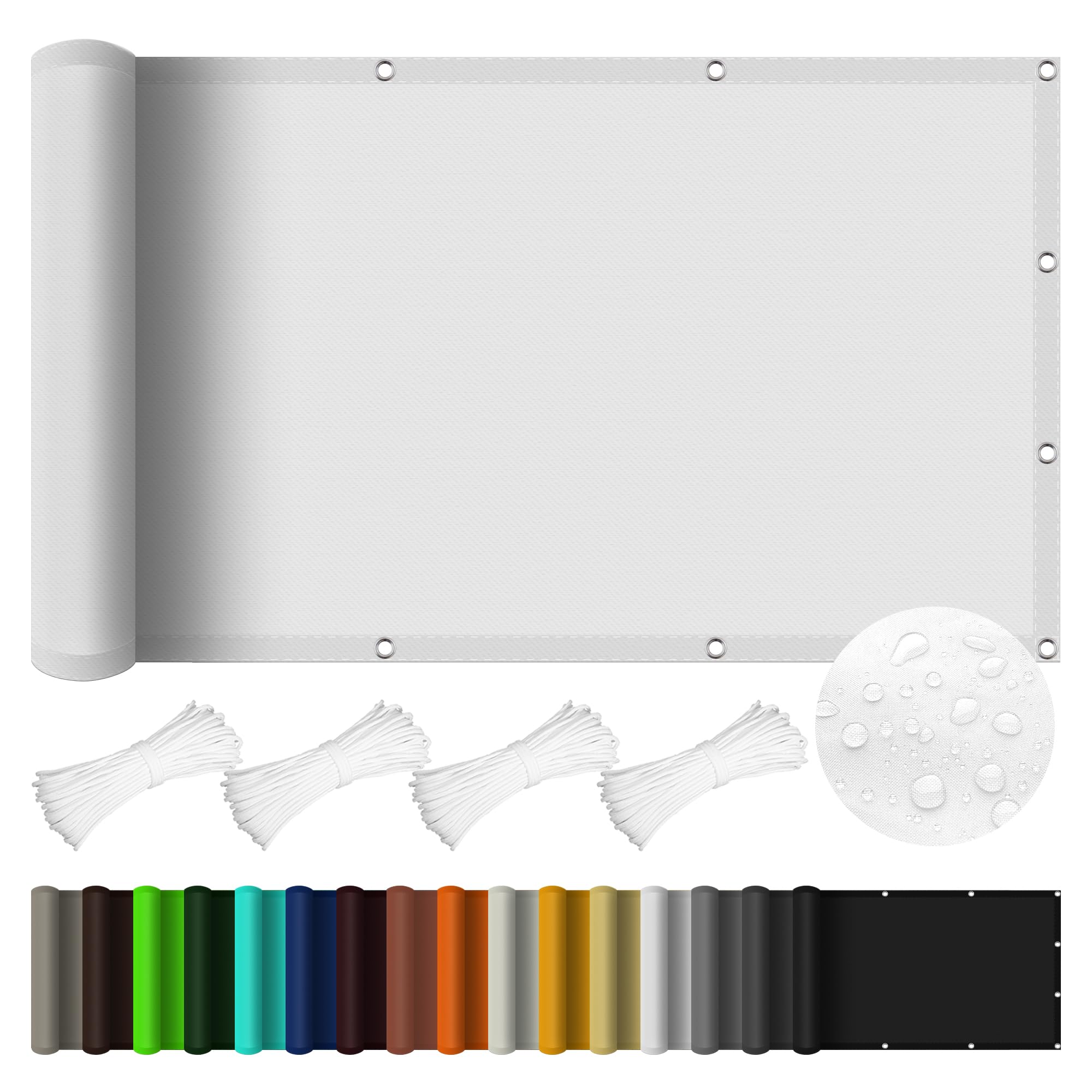Voile d'ombrage imperméable rectangulaire 4.5x5.5m blanc avec 4 cordes pour jardin